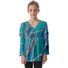 Kids  V Neck Casual Top 