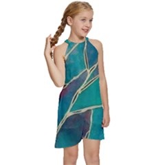 Kids  Halter Collar Waist Tie Chiffon Dress 