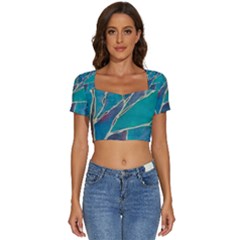 Short Sleeve Square Neckline Crop Top  