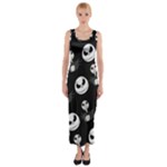 Jack Print, White, Before, Plain, Black, Simple, Christmas Fitted Maxi Dress