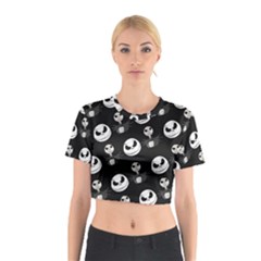 Jack Print, White, Before, Plain, Black, Simple, Christmas Cotton Crop Top from ArtsNow.com