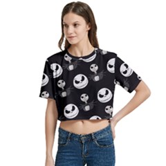 Women s Round Neck Short Sleeve Crop Top 