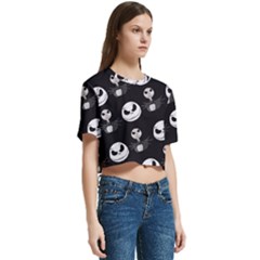 Women s Round Neck Short Sleeve Crop Top 