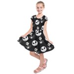 Jack Print, White, Before, Plain, Black, Simple, Christmas Kids  Short Sleeve Dress