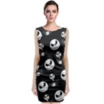 Jack Print, White, Before, Plain, Black, Simple, Christmas Sleeveless Velvet Midi Dress