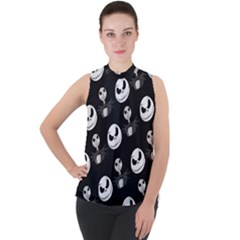 Mock Neck Chiffon Sleeveless Top 