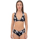 Jack Print, White, Before, Plain, Black, Simple, Christmas Double Strap Halter Bikini Set