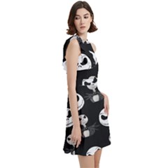 Cocktail Party Halter Sleeveless Dress With Pockets 