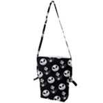 Jack Print, White, Before, Plain, Black, Simple, Christmas Folding Shoulder Bag