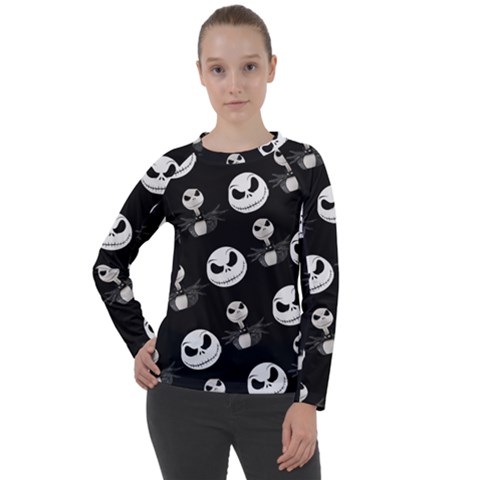 Jack Print, White, Before, Plain, Black, Simple, Christmas Women s Long Sleeve Raglan T