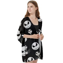 Open Front 3/4 Sleeve Batwing Chiffon Cardigan Kimono 