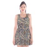 Brown Vintage Background Vintage Floral Pattern, Brown Scoop Neck Skater Dress