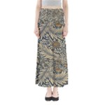 Brown Vintage Background Vintage Floral Pattern, Brown Full Length Maxi Skirt