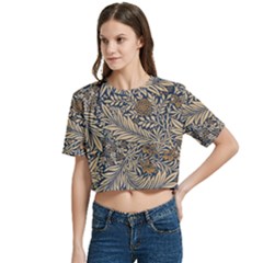 Women s Round Neck Short Sleeve Crop Top 