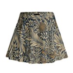 Brown Vintage Background Vintage Floral Pattern, Brown Mini Flare Skirt