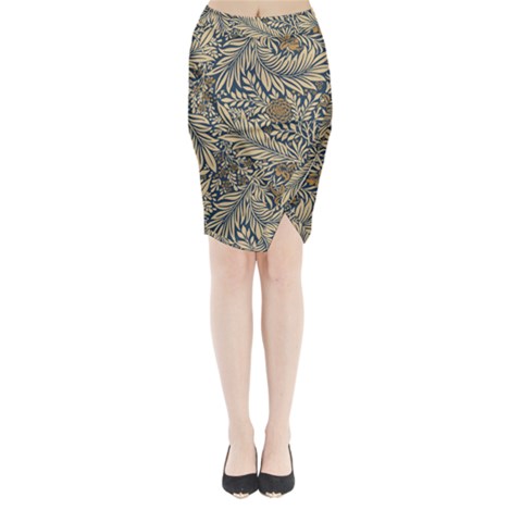 Brown Vintage Background Vintage Floral Pattern, Brown Midi Wrap Pencil Skirt from ArtsNow.com