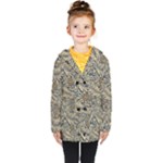 Brown Vintage Background Vintage Floral Pattern, Brown Kids  Double Breasted Button Coat