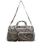 Brown Vintage Background Vintage Floral Pattern, Brown Sports Gym Duffle Bag with Shoe Compartment