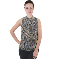 Mock Neck Chiffon Sleeveless Top 