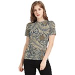 Brown Vintage Background Vintage Floral Pattern, Brown Women s Short Sleeve Rash Guard