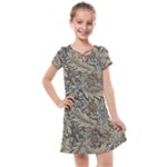 Brown Vintage Background Vintage Floral Pattern, Brown Kids  Cross Web Dress