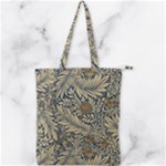 Brown Vintage Background Vintage Floral Pattern, Brown Double Zip Up Tote Bag