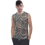 Brown Vintage Background Vintage Floral Pattern, Brown Men s Regular Tank Top