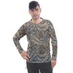 Brown Vintage Background Vintage Floral Pattern, Brown Men s Pique Long Sleeve T-Shirt