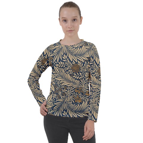 Brown Vintage Background Vintage Floral Pattern, Brown Women s Long Sleeve Raglan T