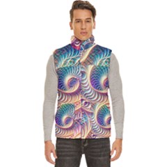 Abstract Fractal Art Swirl Pattern Men s High Neck Button Up Puffer Vest from ArtsNow.com