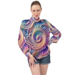 High Neck Long Sleeve Chiffon Top 