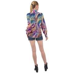 High Neck Long Sleeve Chiffon Top 