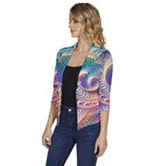 Women s Draped Front 3/4 Sleeve Shawl Collar Jacket 