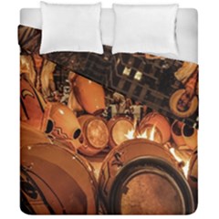 Candombe drums being tempered, montevideo, uruguay Duvet Cover Double Side (California King Size) from ArtsNow.com