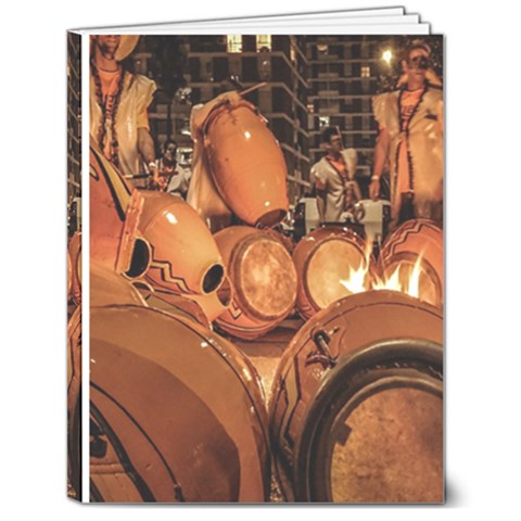 Candombe drums being tempered, montevideo, uruguay 7  x 9  Hardcover Notebook from ArtsNow.com