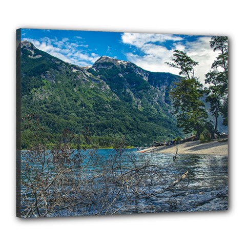 Beach At Los Alerces National Park, Chubut Province, Argentina Canvas 24  x 20  (Stretched) from ArtsNow.com