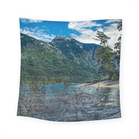 Beach At Los Alerces National Park, Chubut Province, Argentina Square Tapestry (Small) from ArtsNow.com