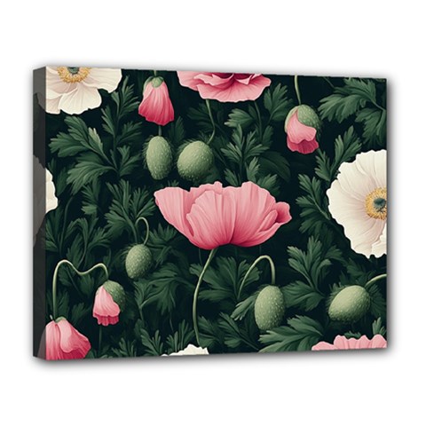 Poppy Flower Plant Petals Bloom Canvas 14  x 11  (Stretched) from ArtsNow.com