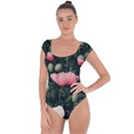 Poppy Flower Plant Petals Bloom Short Sleeve Leotard 