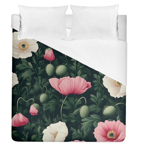 Poppy Flower Plant Petals Bloom Duvet Cover (Queen Size) from ArtsNow.com