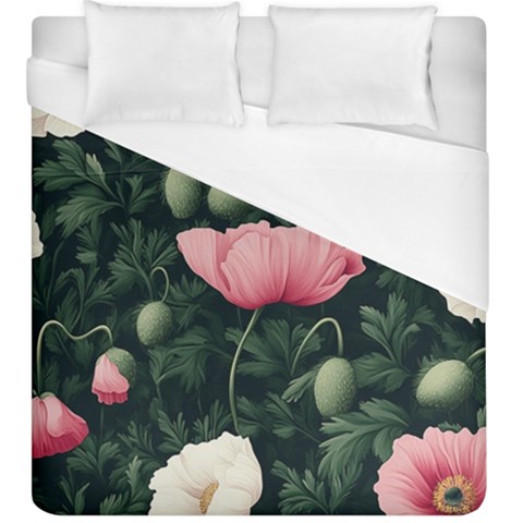 Poppy Flower Plant Petals Bloom Duvet Cover (King Size) from ArtsNow.com