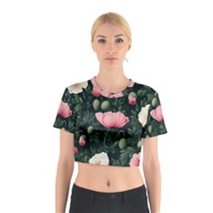 Poppy Flower Plant Petals Bloom Cotton Crop Top from ArtsNow.com