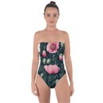 Poppy Flower Plant Petals Bloom Tie Back One Piece Swimsuit