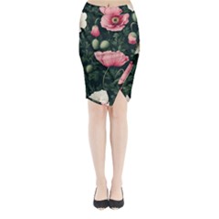 Poppy Flower Plant Petals Bloom Midi Wrap Pencil Skirt from ArtsNow.com