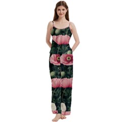 Poppy Flower Plant Petals Bloom Spaghetti Top Long Pants Satin Pajamas Set from ArtsNow.com