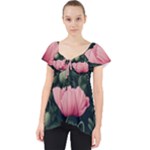 Poppy Flower Plant Petals Bloom Lace Front Dolly Top