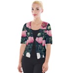 Poppy Flower Plant Petals Bloom Cropped Button Cardigan