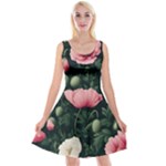 Poppy Flower Plant Petals Bloom Reversible Velvet Sleeveless Dress