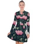 Poppy Flower Plant Petals Bloom Long Sleeve Panel Dress