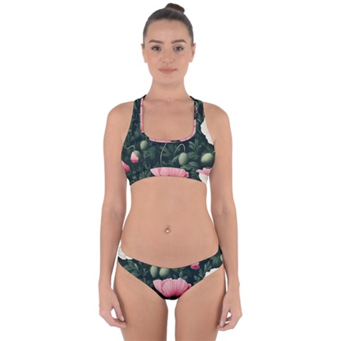 Poppy Flower Plant Petals Bloom Cross Back Hipster Bikini Set from ArtsNow.com